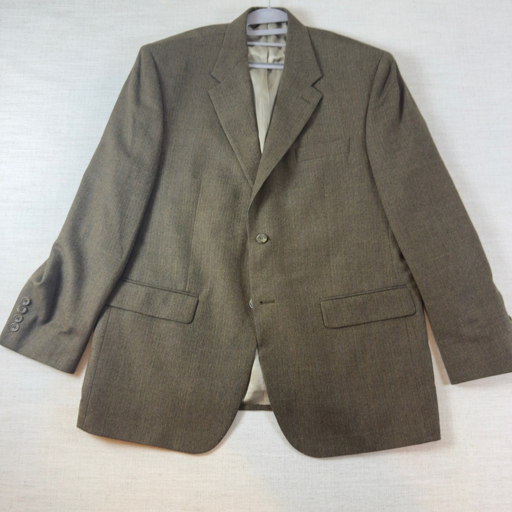 Lauren Ralph Lauren Mens Wool Herringbone Pinstripe Blazer Brown 44R Sport Coat